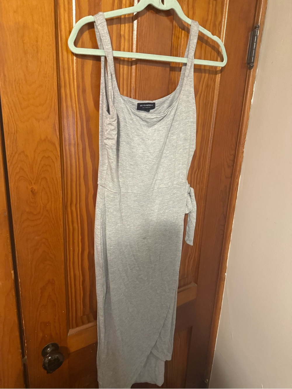 Gray knit wrap dress